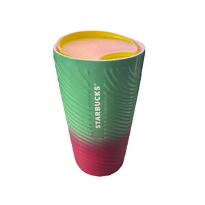 STARBUCKS Ceramic Travel Tumbler - 12oz -  Fuschia Green